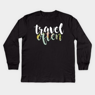 Travel Often Map Kids Long Sleeve T-Shirt